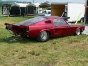 Maroon MUSTANG Drag Car